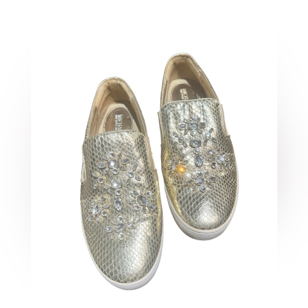 Michael Kors Gold Embellished Slip-On Sneakers - Picture 3 of 15